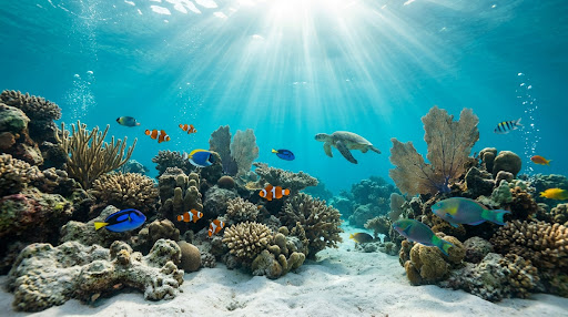 Vibrant coral reef in the Red Sea